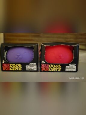 Schylling NeeDoh Cool Cats Squishy Fidget Toy Pink Purple 2 Pack Stress Ball Set